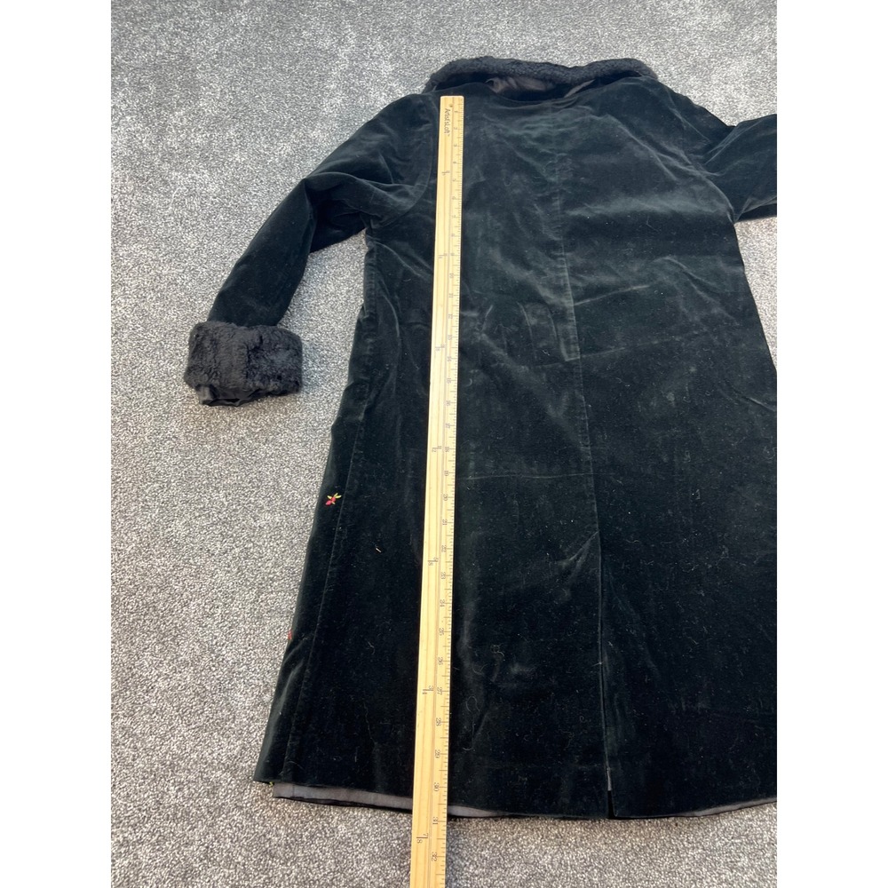 Vintage Gymboree Holiday Magic Velvet Faux Fur Embroidered Coat Girls Size 9 - Picture 5 of 14